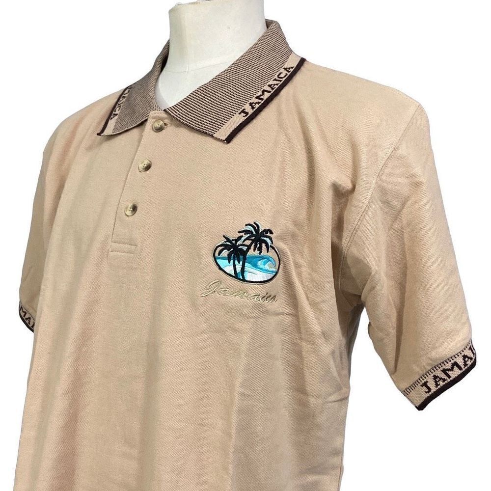 Island Tees Tan Brown Preshrunk Jamaica Short Sleeve Polo Shirt Size XXL